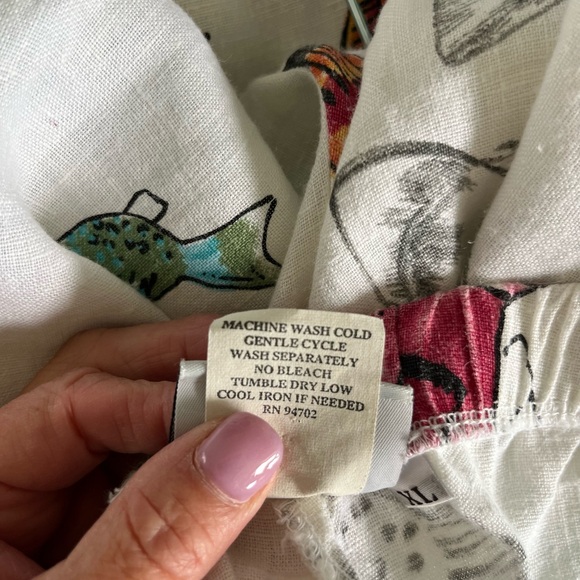 Hot Cotton Marc Ware XL Linen 2 Piece Pajama Sleep Set Short Sleeve Button USA - Picture 8 of 11